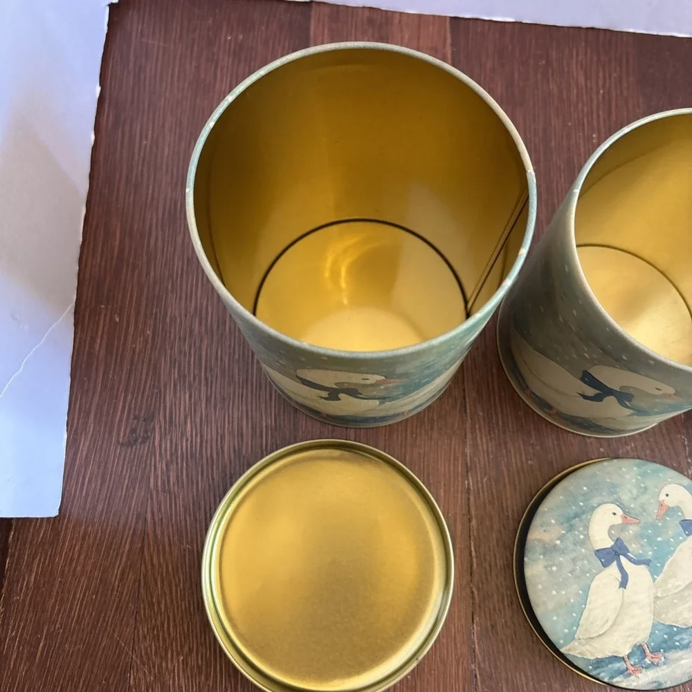 Vintage‎ Blue Bow Nesting Goose Canisters Tins 80s Country Farmhouse